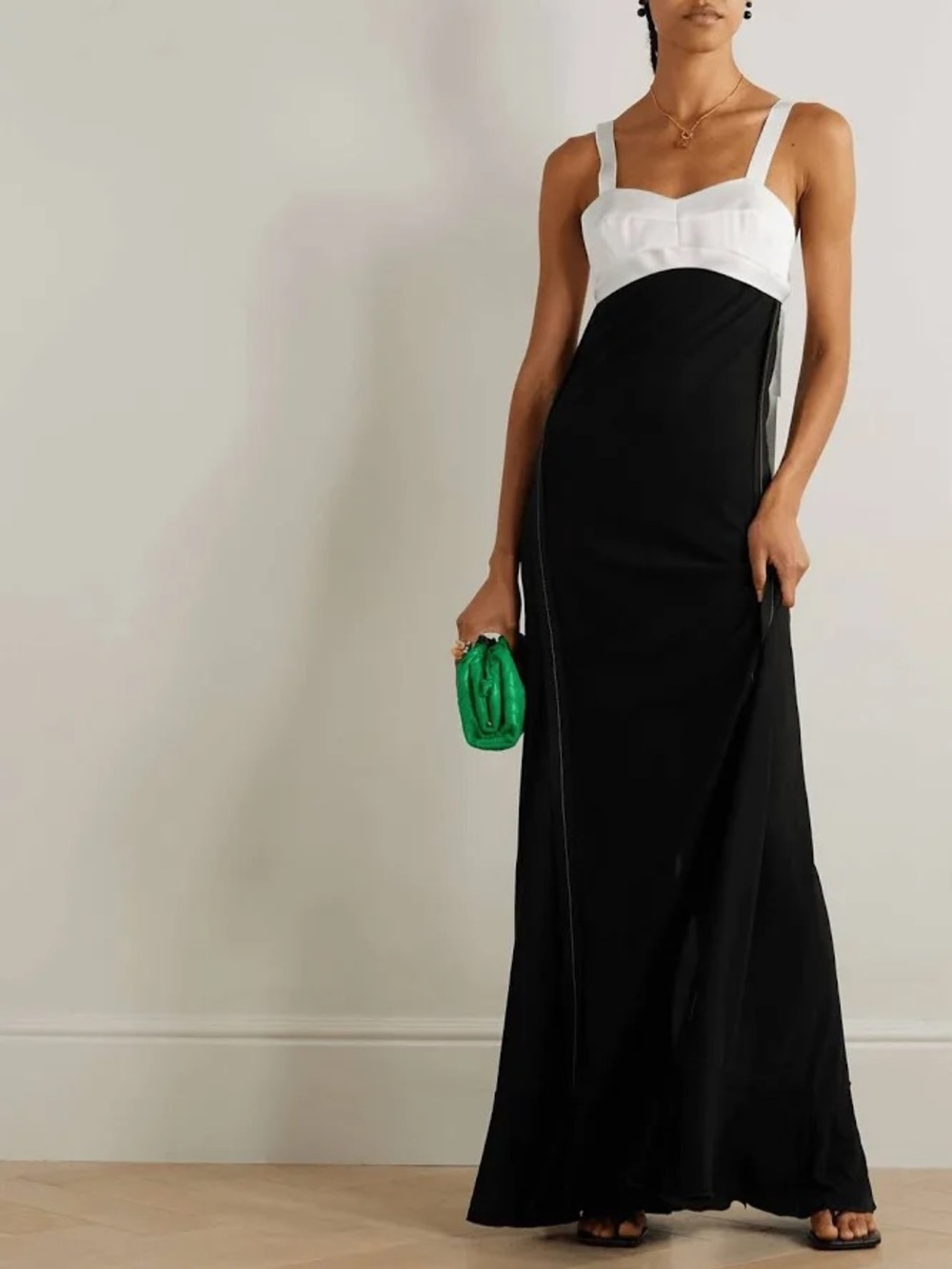 Victoria Beckham Cutout black and white satin gown